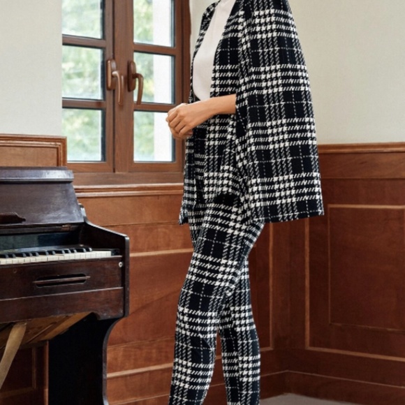 Shein Plaid Pants - Black / White Sz S - Picture 8 of 9